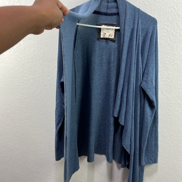 Cupio Large Blue Women's Open Front Cardigan Long Sleeves Flowy Cozy Career Wear - Picture 7 of 8